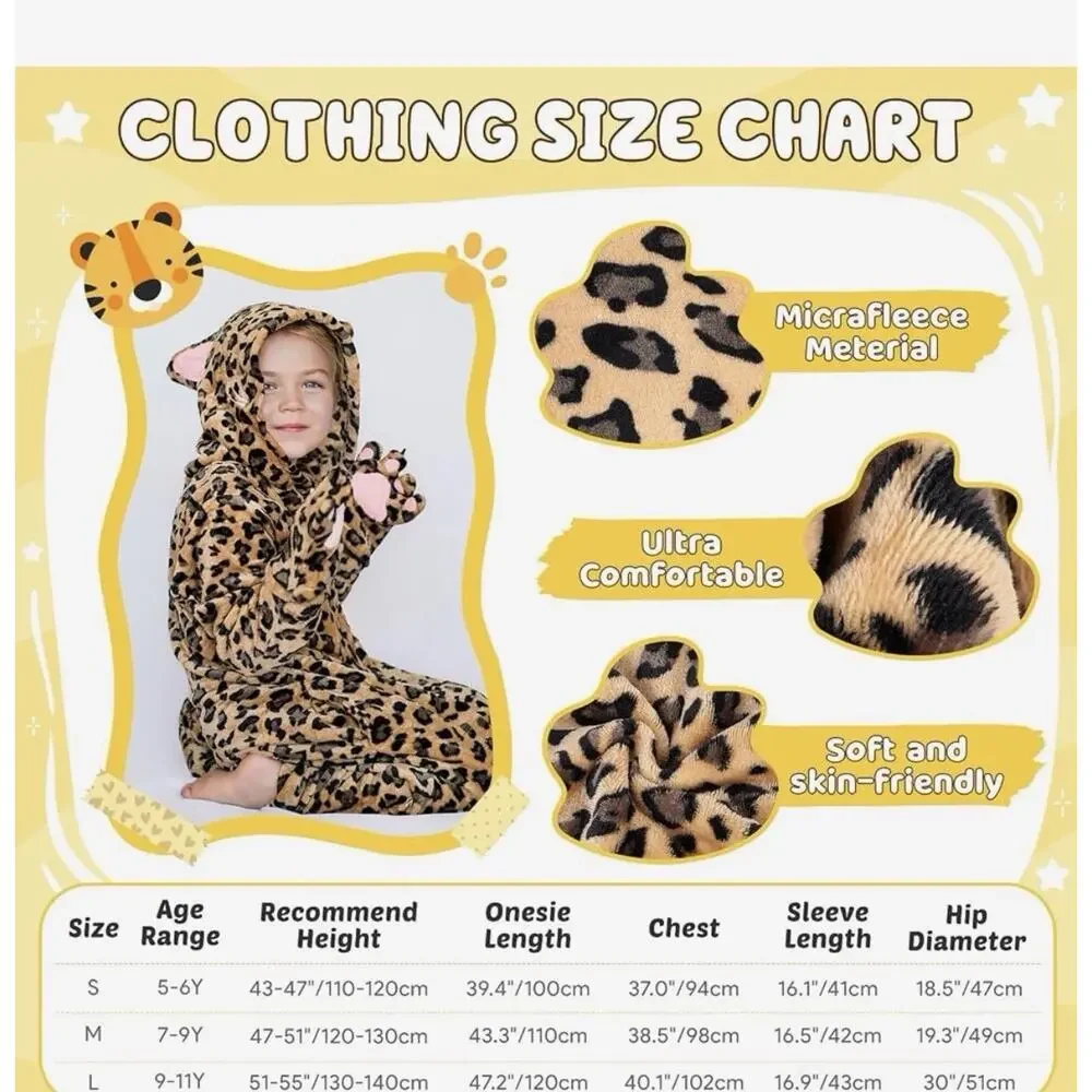 Cheetah Costume - Kids Leopard One Piece for Boys & Girls 5/6